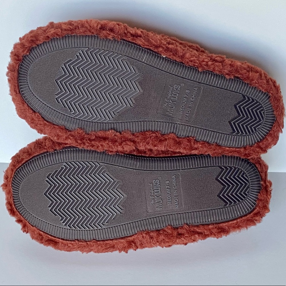 Muk Luks 🆕| Rust/Clay Brown Maven Teddy Bear Shearling Slippers. - Picture 4 of 6